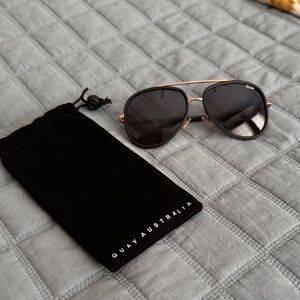 Quay Australia Gold and Black Aviator Sunglasses